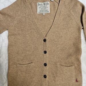 Jack Wills Vintage 1990s Women's 100% Merino Wool Cardigan Camel Size 6